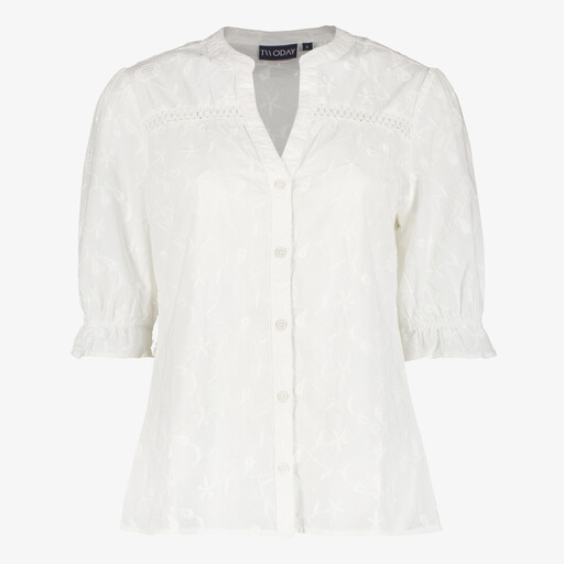 Dames blouse met driekwart mouwen wit