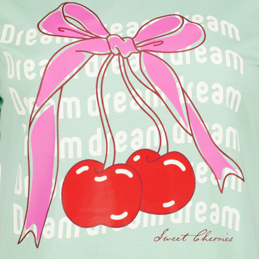 Dames T-shirt met kersen mintgroen