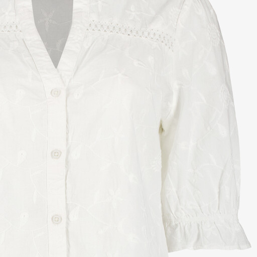 Dames blouse met driekwart mouwen wit
