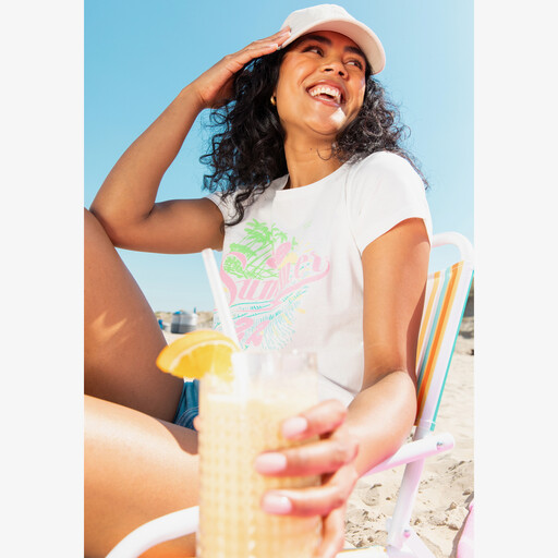 Dames T-shirt met zomerse opdruk wit