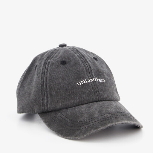 Heren pet met tekst zwart