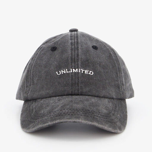 Heren pet met tekst zwart