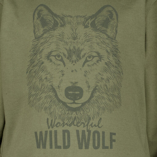 Jongens shirt met lange mouwen en wolvenkop groen