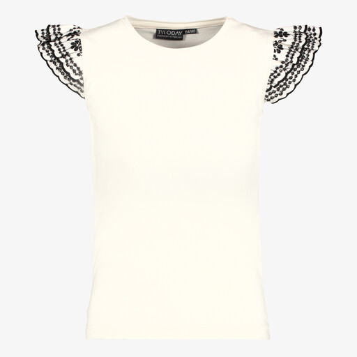 Meisjes top met vlindermouwtjes wit