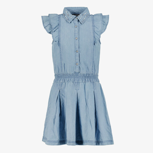 Meisjes spijkerjurk met ruches en parels