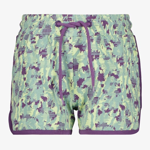 Meisjes sweat short met print groen paars