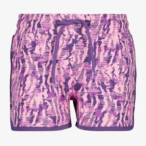 Meisjes sweat short met print paars roze