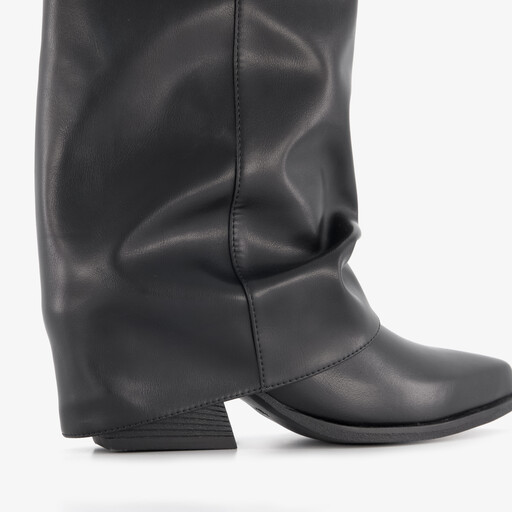 Dames cowboylaarzen met overslag zwart