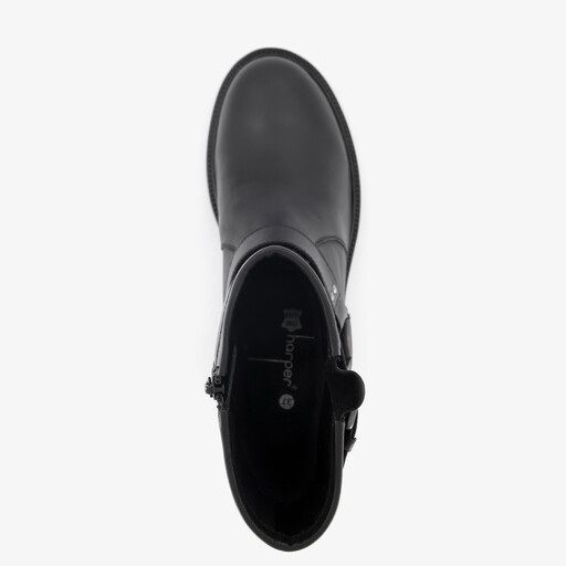 Leren dames biker boots zwart