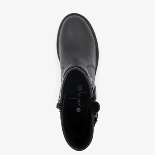 Leren dames biker boots zwart