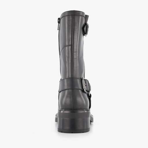 Leren dames biker boots zwart