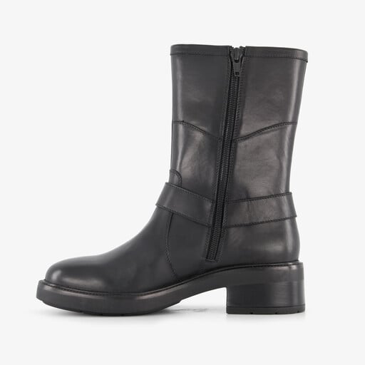 Leren dames biker boots zwart
