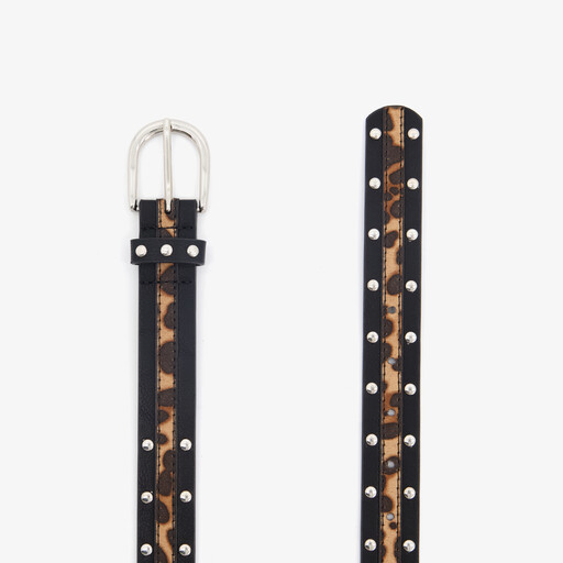 Dames riem met studs en panterprint details zwart