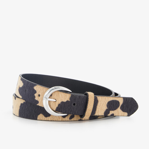Dames riem met koeienprint bruin zwart