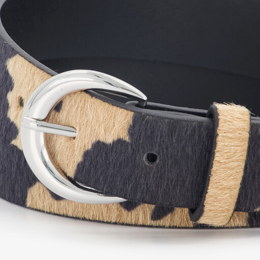 Dames riem met koeienprint bruin zwart