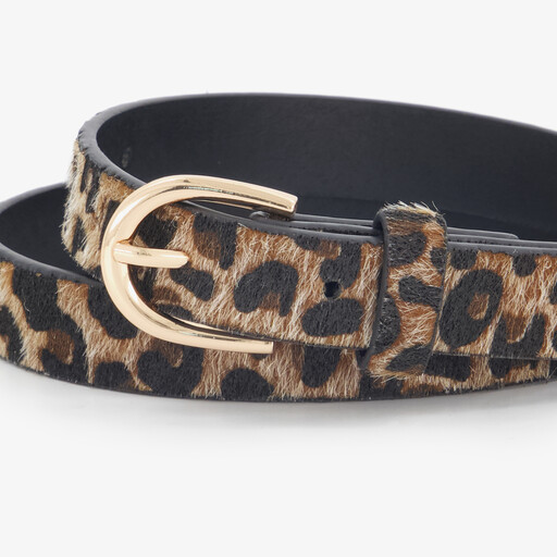 Meisjes riem met panterprint bruin