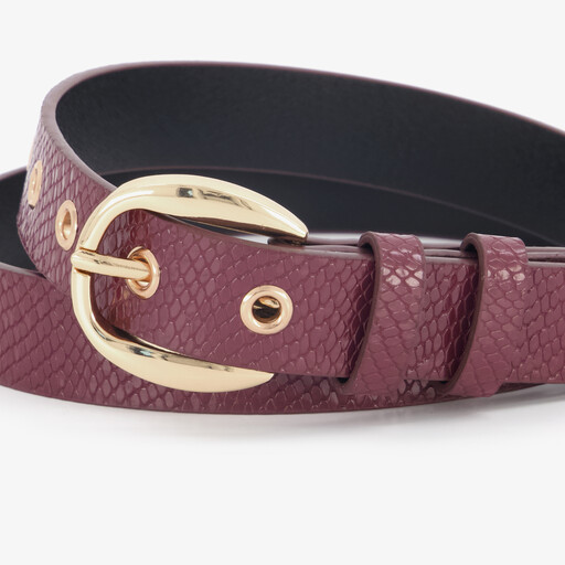 Dames riem met slagenprint bordeauxrood