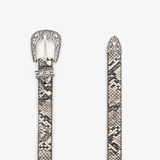 Dames riem met slangenprint grijs zilver