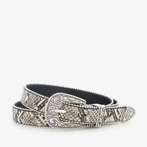 Dames riem met slangenprint grijs zilver