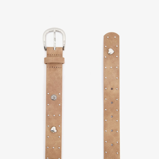 Dames riem met studs beige