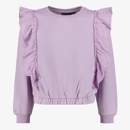 Meisjes sweater met ruches lila