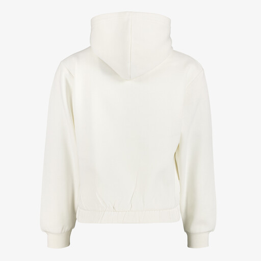 Meisjes hoodie met opdruk en teddy details beige