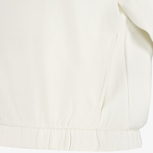 Meisjes hoodie met opdruk en teddy details beige