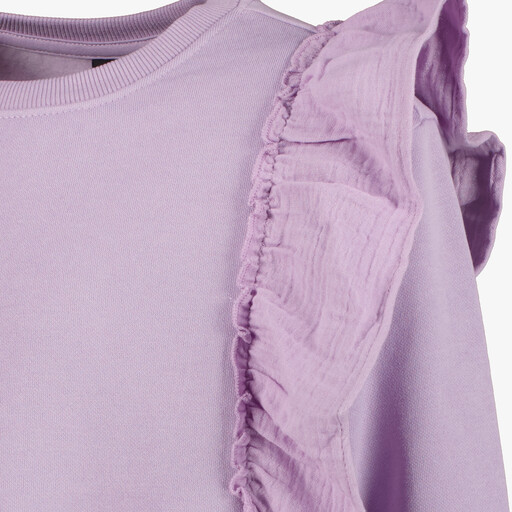 Meisjes sweater met ruches lila
