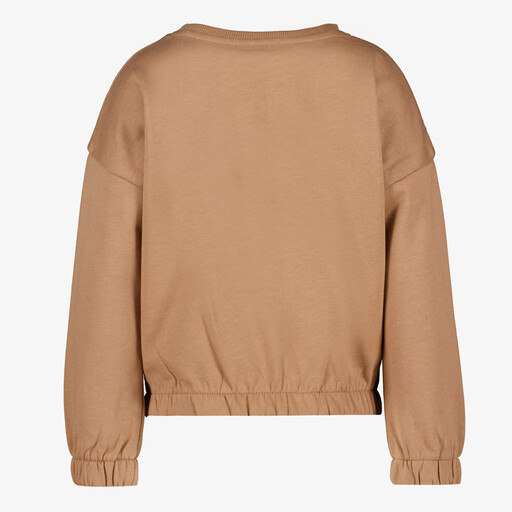 Meisjes sweaters met beertje en kralen bruin
