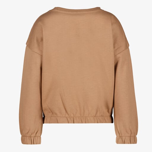 Meisjes sweaters met beertje en kralen bruin