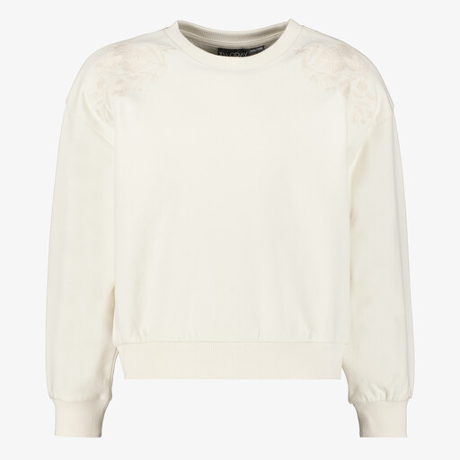 Meisjes sweater met geborduurde details beige
