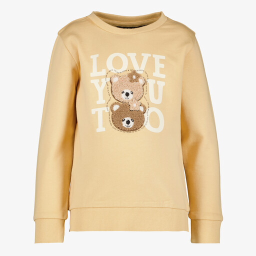 Meisjes sweater met teddy berenkopjes geel
