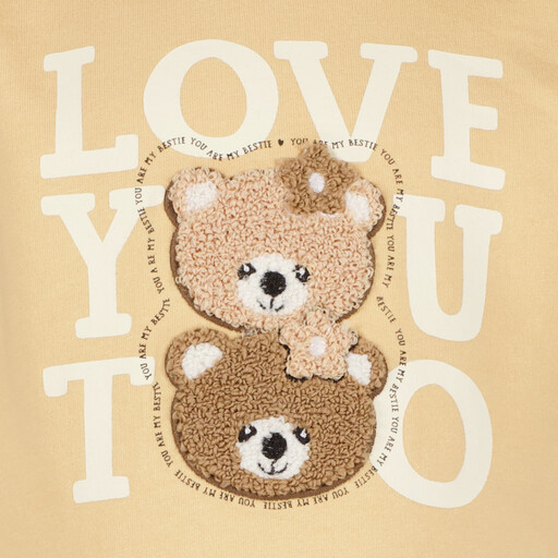 Meisjes sweater met teddy berenkopjes geel