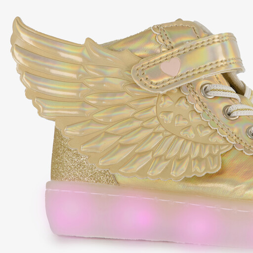 Hoge meisjes sneakers met lichtjes goud
