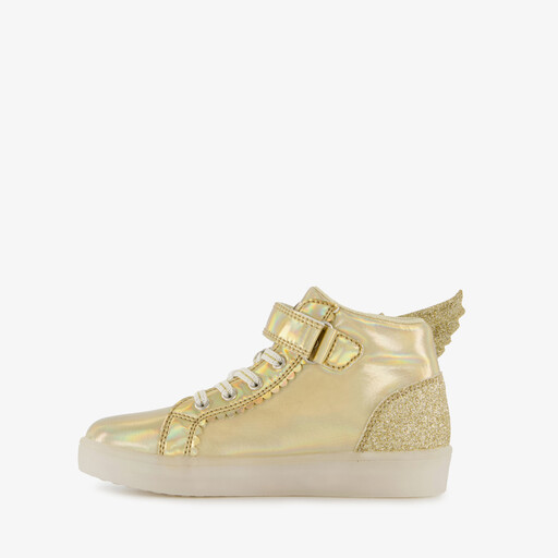 Hoge meisjes sneakers met lichtjes goud