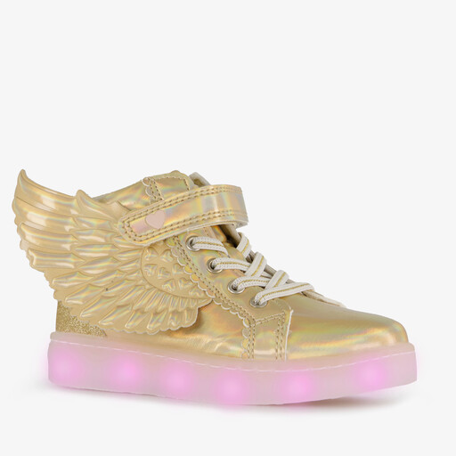 Hoge meisjes sneakers met lichtjes goud
