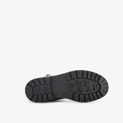 Leren meisjes boots met gesp zwart