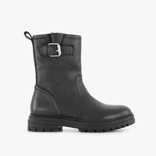 Leren meisjes boots met gesp zwart