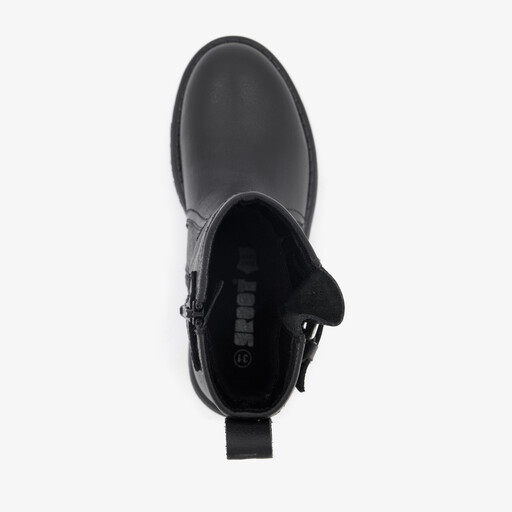 Leren meisjes boots met gesp zwart