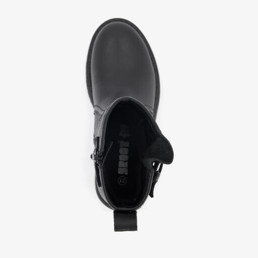 Leren meisjes boots met gesp zwart