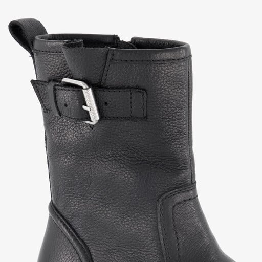 Leren meisjes boots met gesp zwart