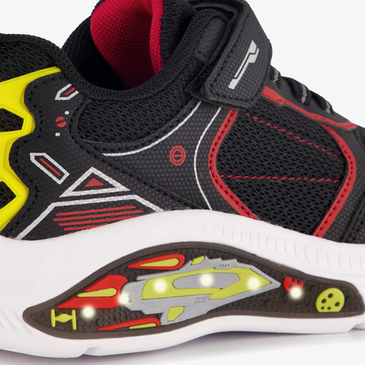 Jongens ruimtevaart sneakers met lichtjes zwart rood