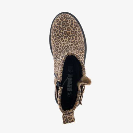 Leren meisjes boots met luipaardrint