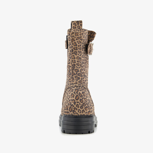 Leren meisjes boots met luipaardrint