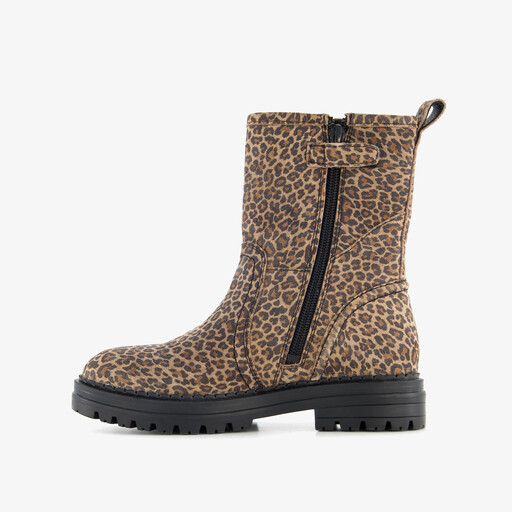 Leren meisjes boots met luipaardrint