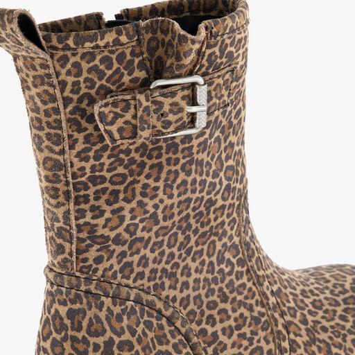 Leren meisjes boots met luipaardrint