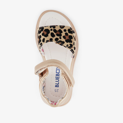 Meisjes sandalen met panterprint goud