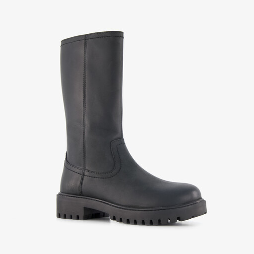 Gevoerde leren meisjes laarzen zwart