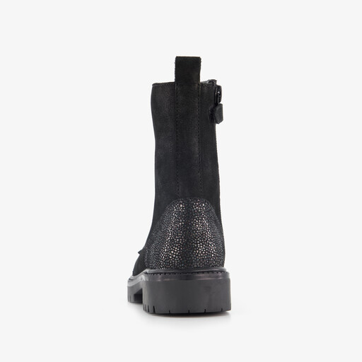 Suède meisjes veterboots zwart