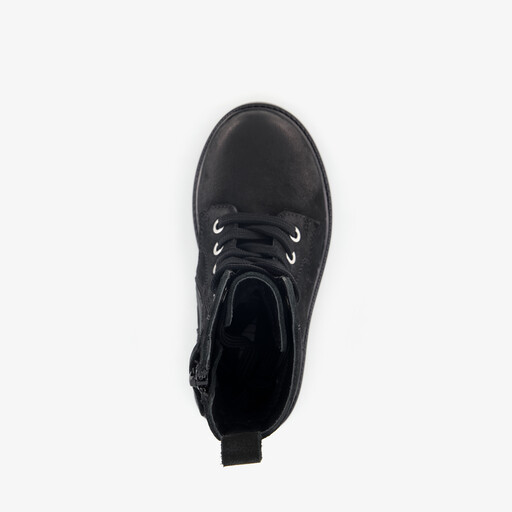 Suède meisjes veterboots zwart